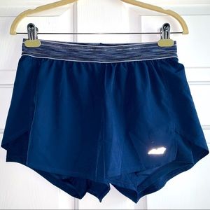 Avia Flouncy Layered Running Shorts Navy Sz S